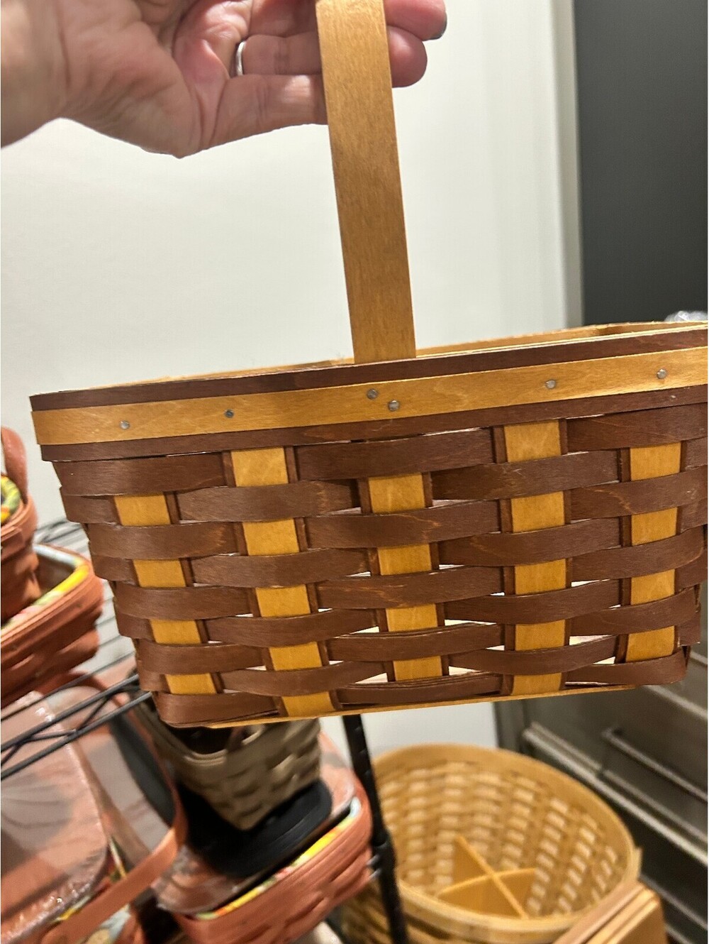 Longaberger Rectangular Spring Basket with Protector Rich & Warm Brown